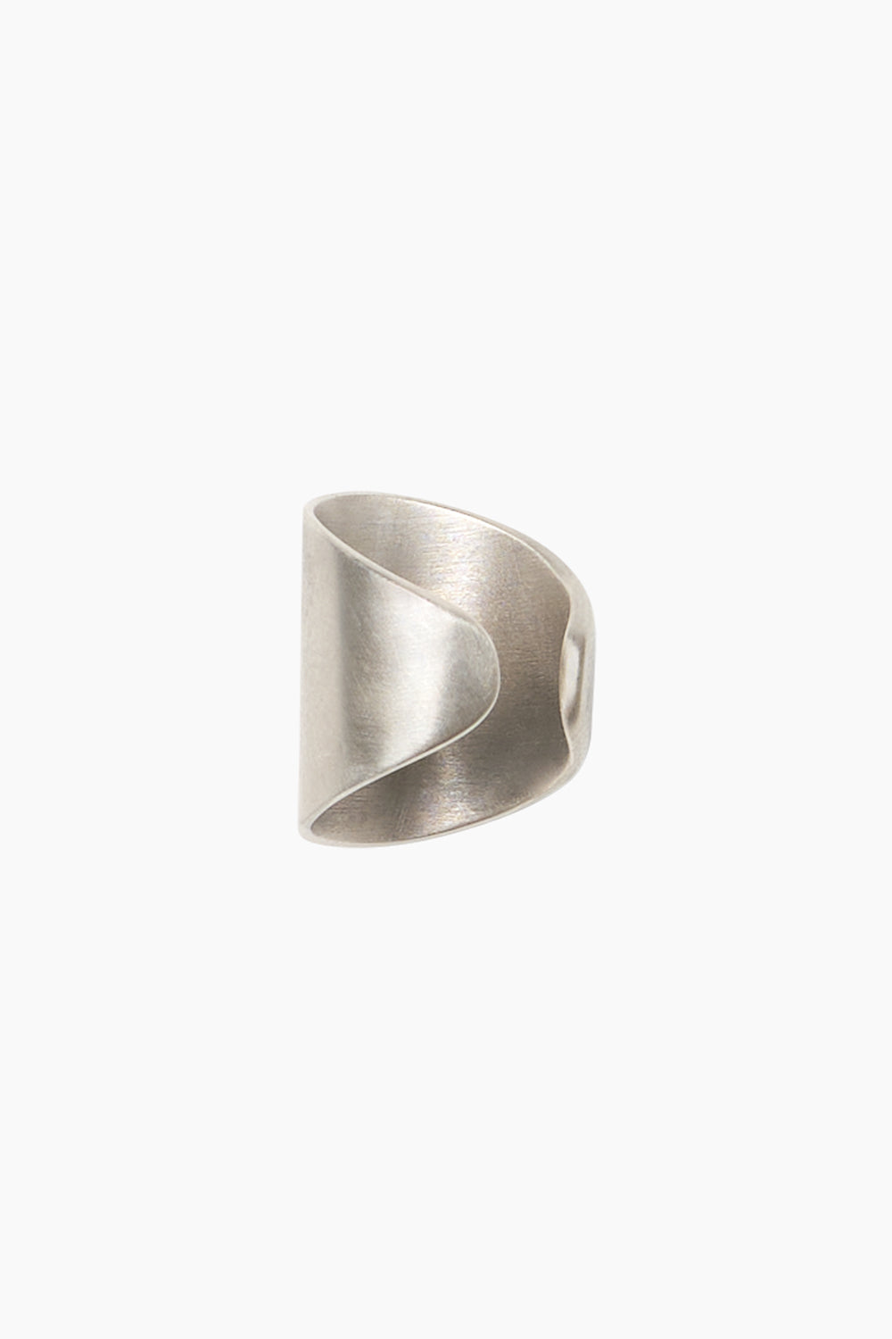 The Plateau Ear Cuff — hand-formed sterling silver ear cuff, side profile showing curved sculptural shape.