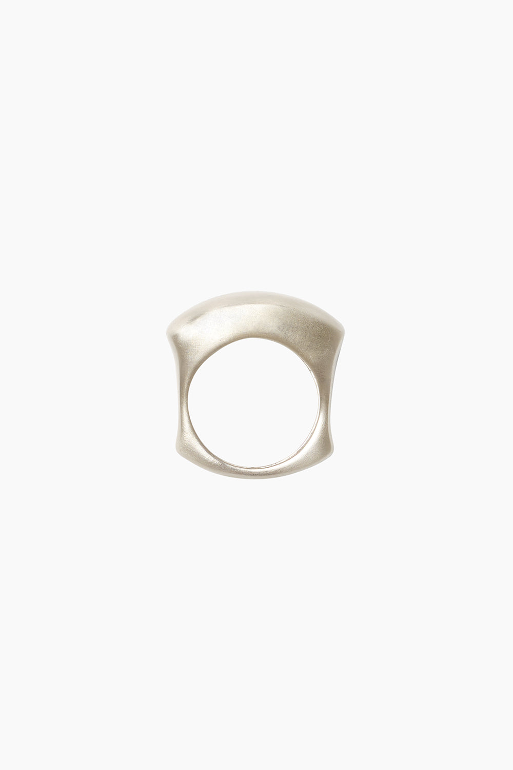 The Sanctum Ring — sterling silver dome ring with an organic, sculptural profile, photographed from the side on a white background.