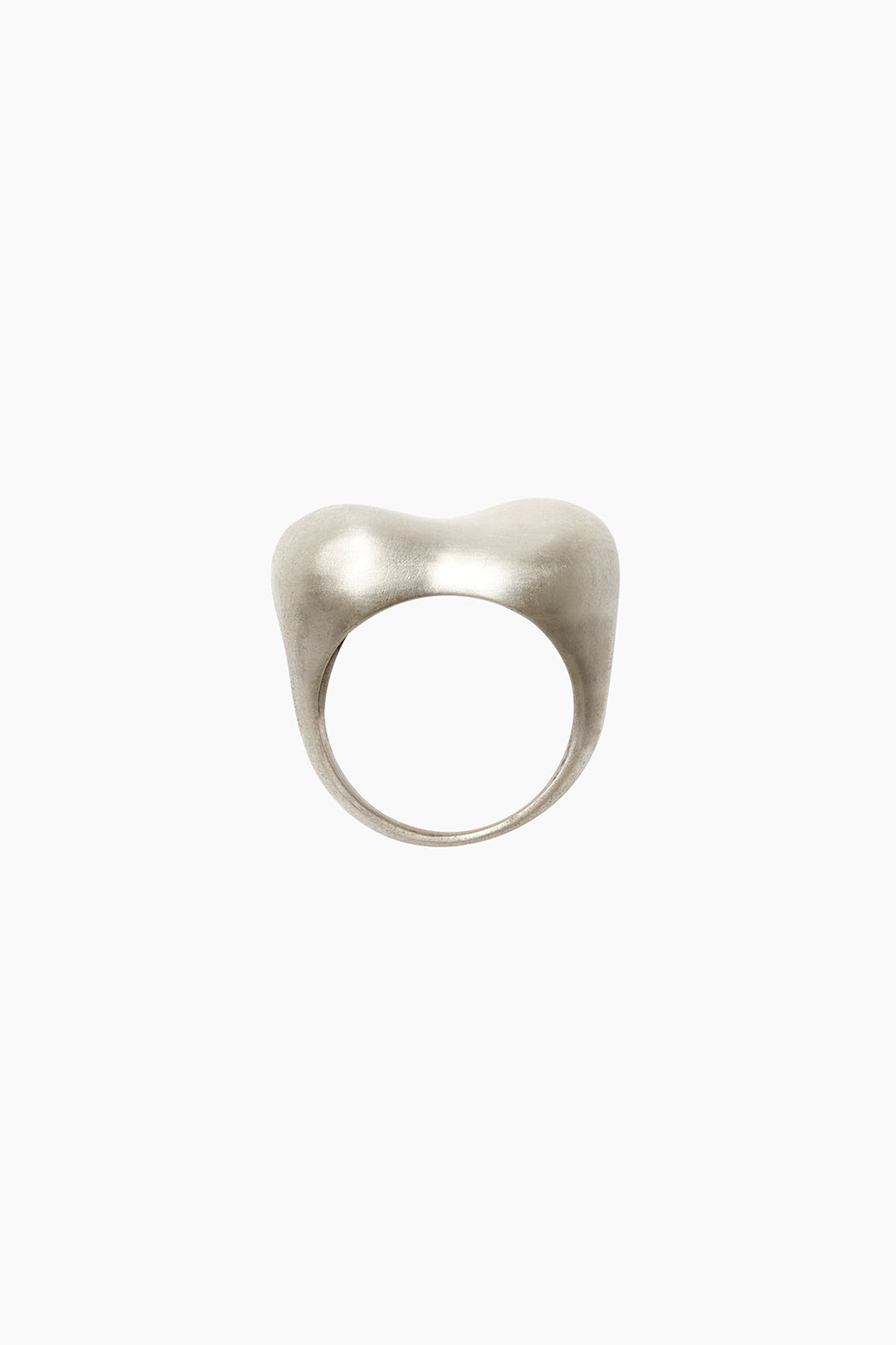 The Vessel Ring by cocoatemyshoes — front angle of the bold silver statement ring, showcasing its tactile matte surface and fluid, modern form.