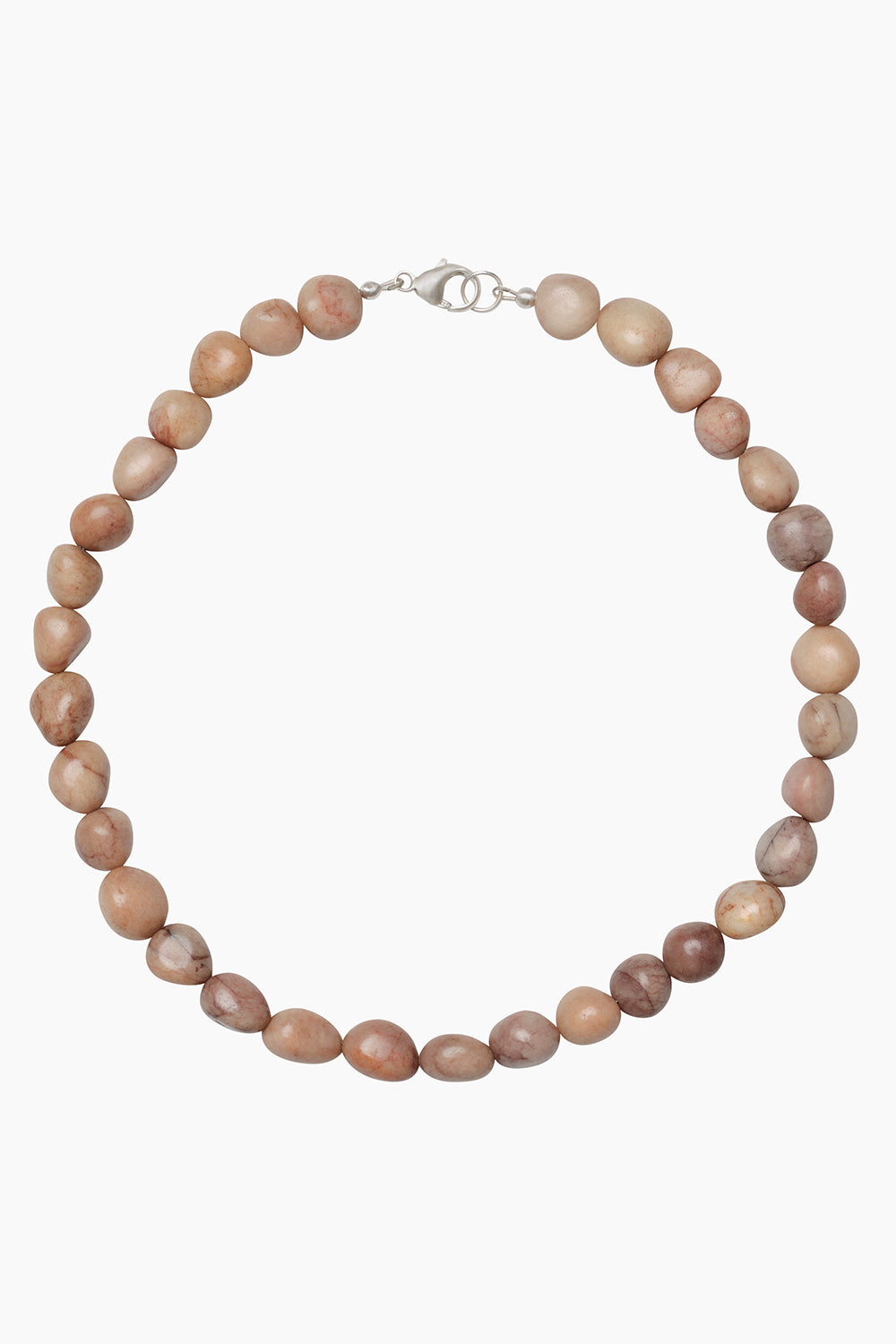 The Strata Necklace by cocoatemyshoes — a nature-inspired honey jasper gemstone necklace with sterling silver clasp, handcrafted in soft earthy tones for a modern, timeless feel.