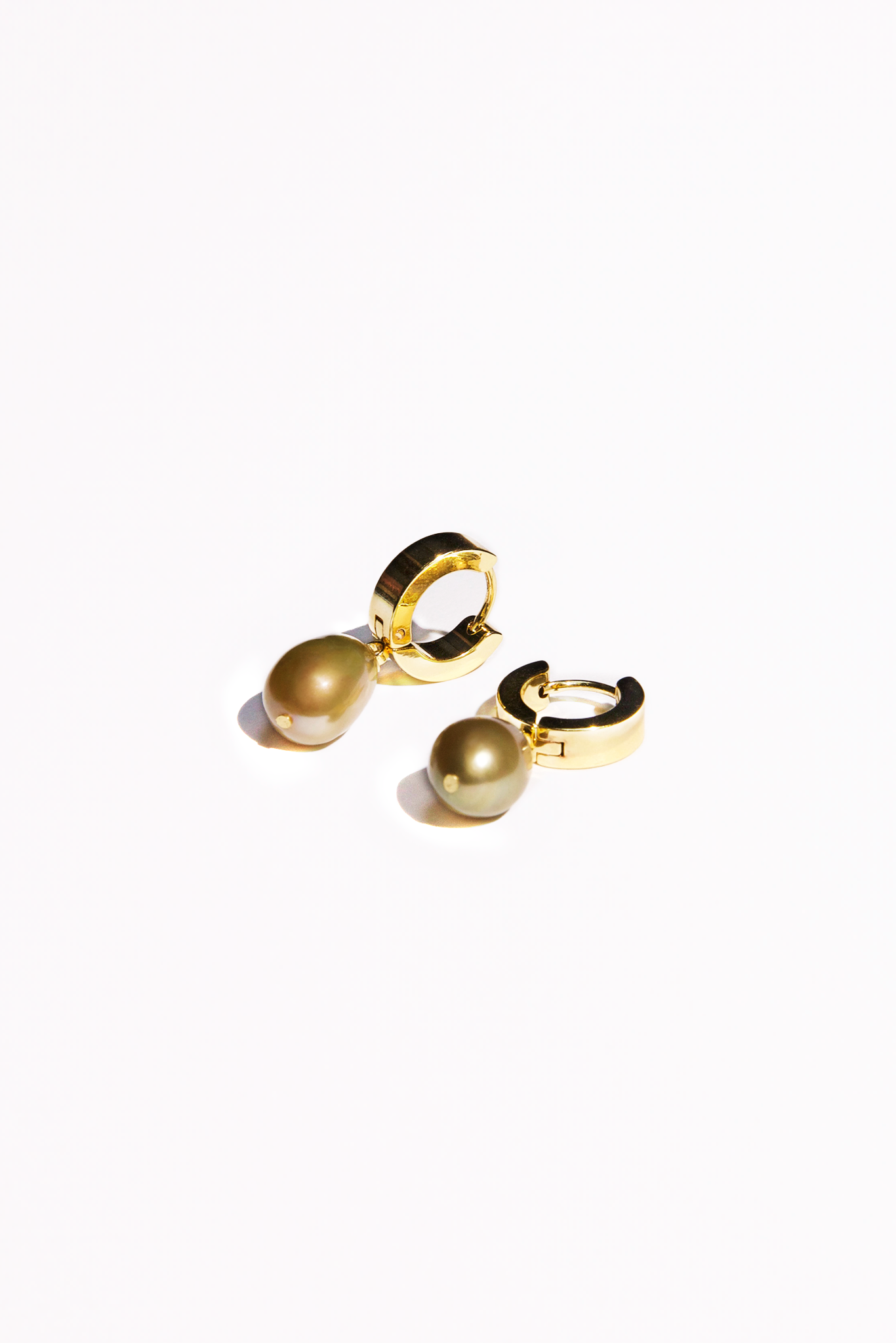 Green freshwater baroque pearl drops on 18K Gold Plated hoops.