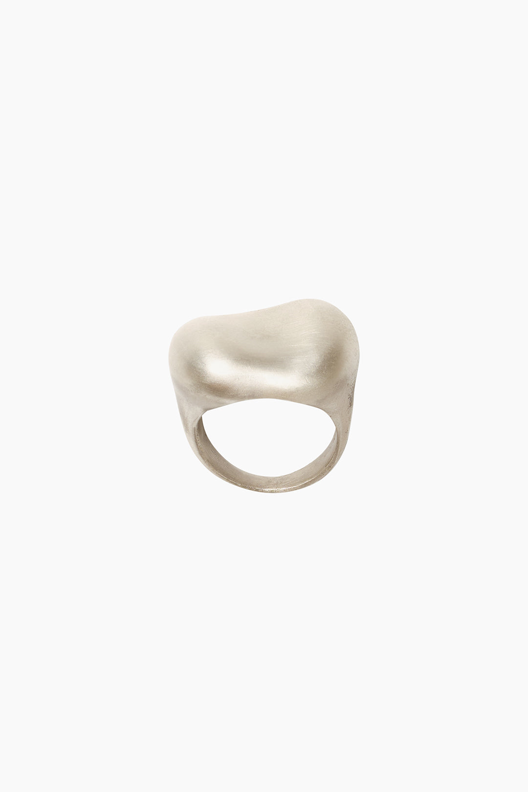 The Vessel Ring by cocoatemyshoes — side view highlighting the ring’s sculptural curve and matte sterling silver finish.